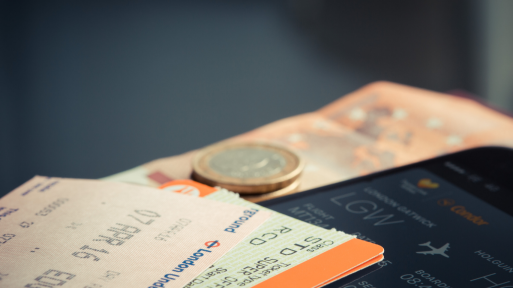 plane ticket at the table