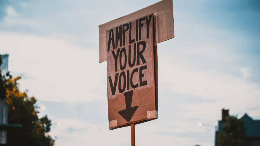 Sign with Amplify your voice text